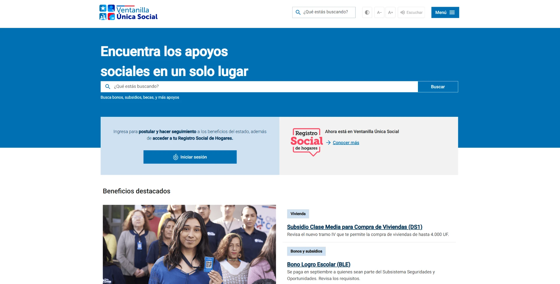 VUS · Home y buscador de apoyos sociales