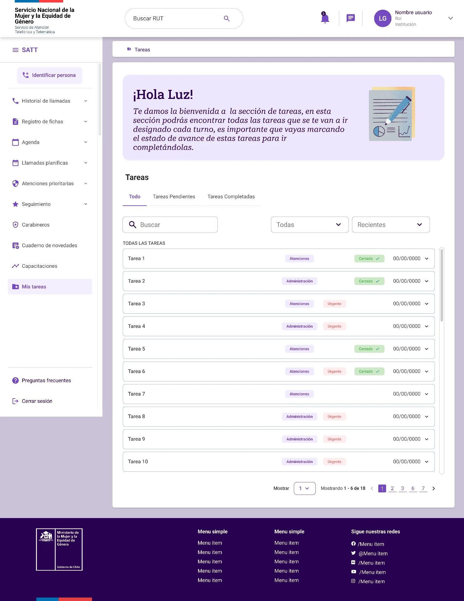 SATT · Listado de tareas del equipo