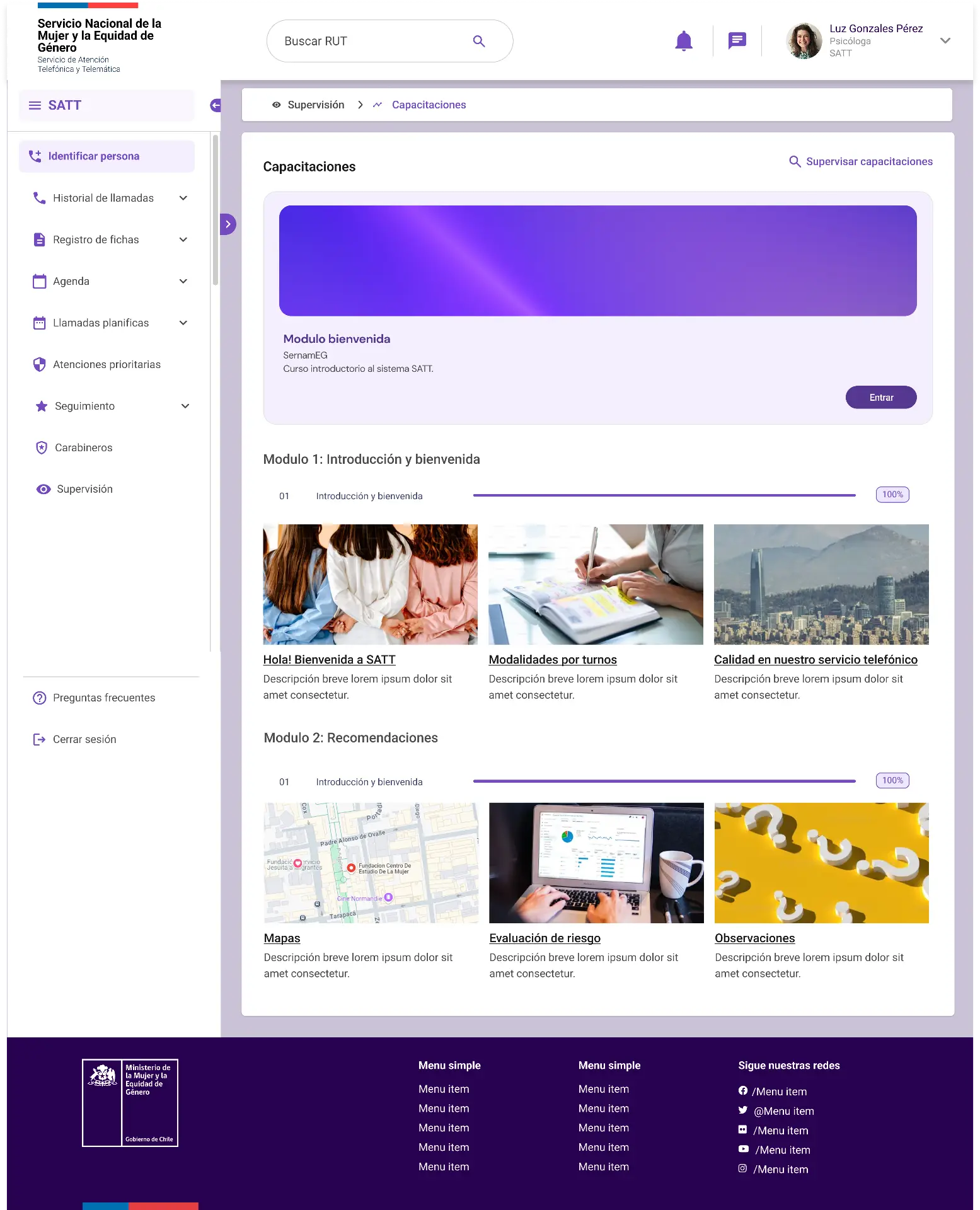 SATT · Capacitaciones y perfil de supervisor