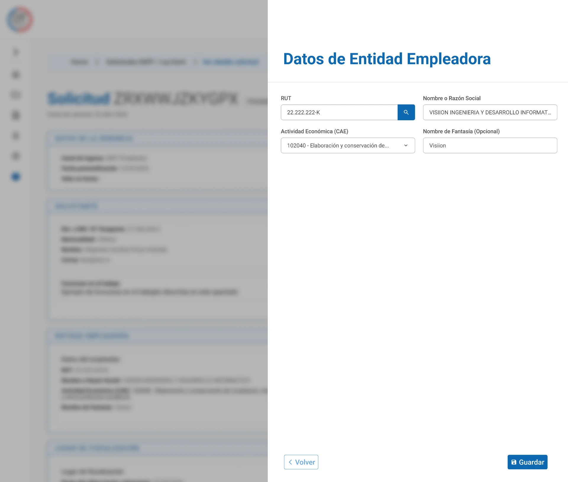 SGI · Datos de entidad empleadora preclasificada