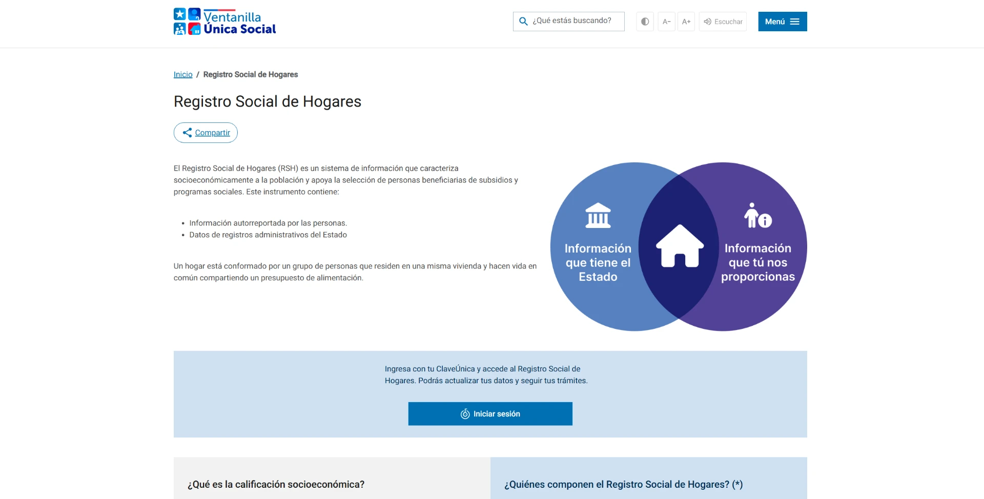VUS · Registro Social de Hogares y acceso con ClaveÚnica